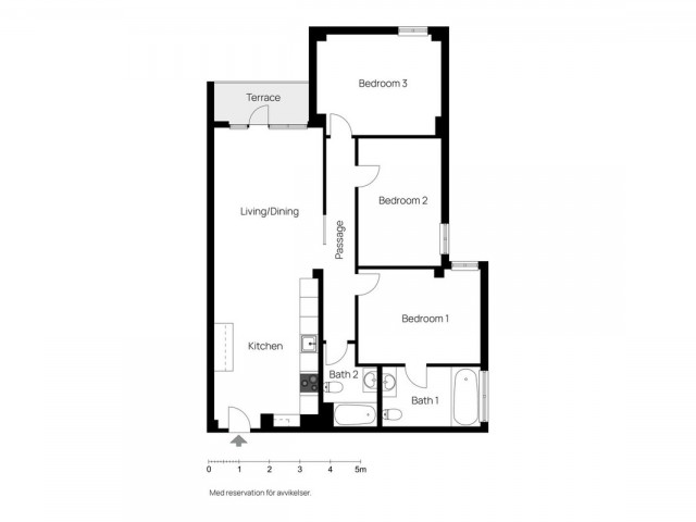 3 Soveroms Leilighet i Málaga Centro