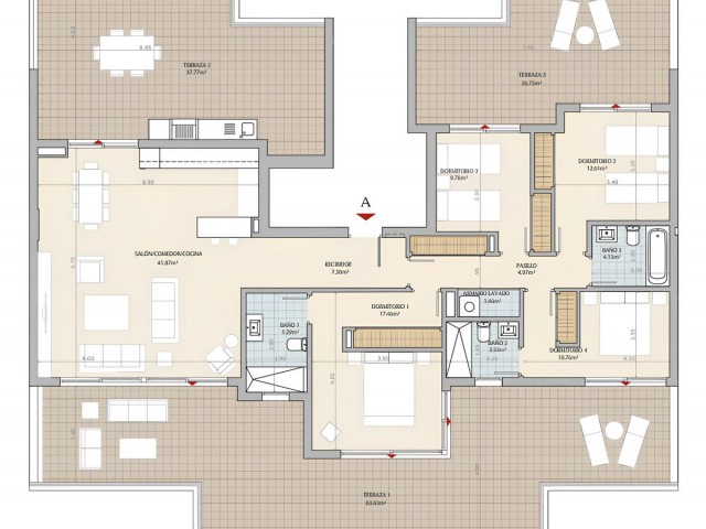 Penthouse avec 4 Chambres  à El Chaparral