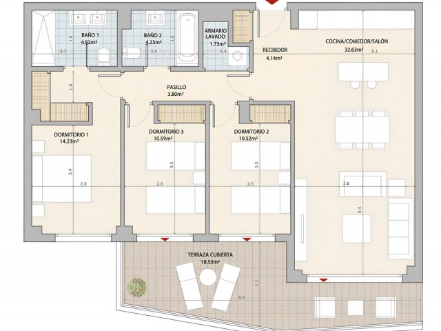 3 Schlafzimmer Apartment in El Chaparral