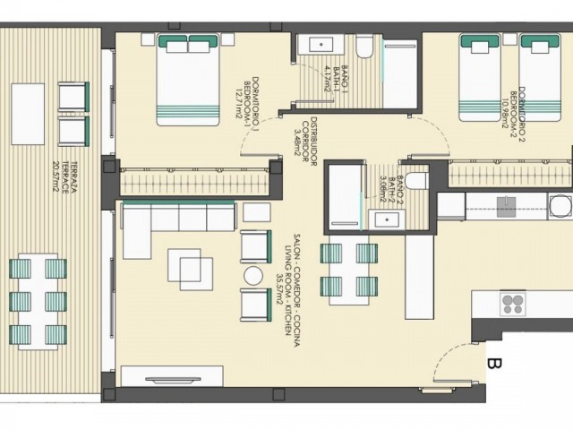 Apartamento con 2 Dormitorios  en Casares Playa
